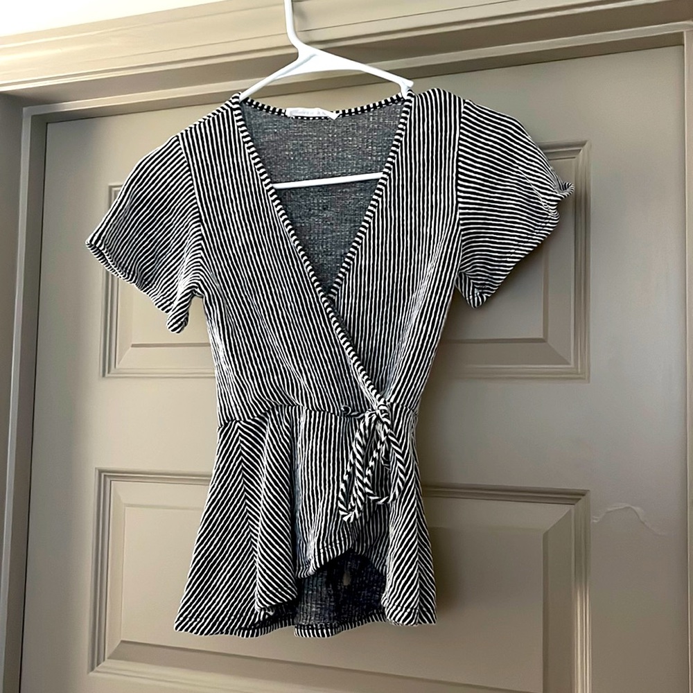 Caution to the wind - tie front wrap shirt